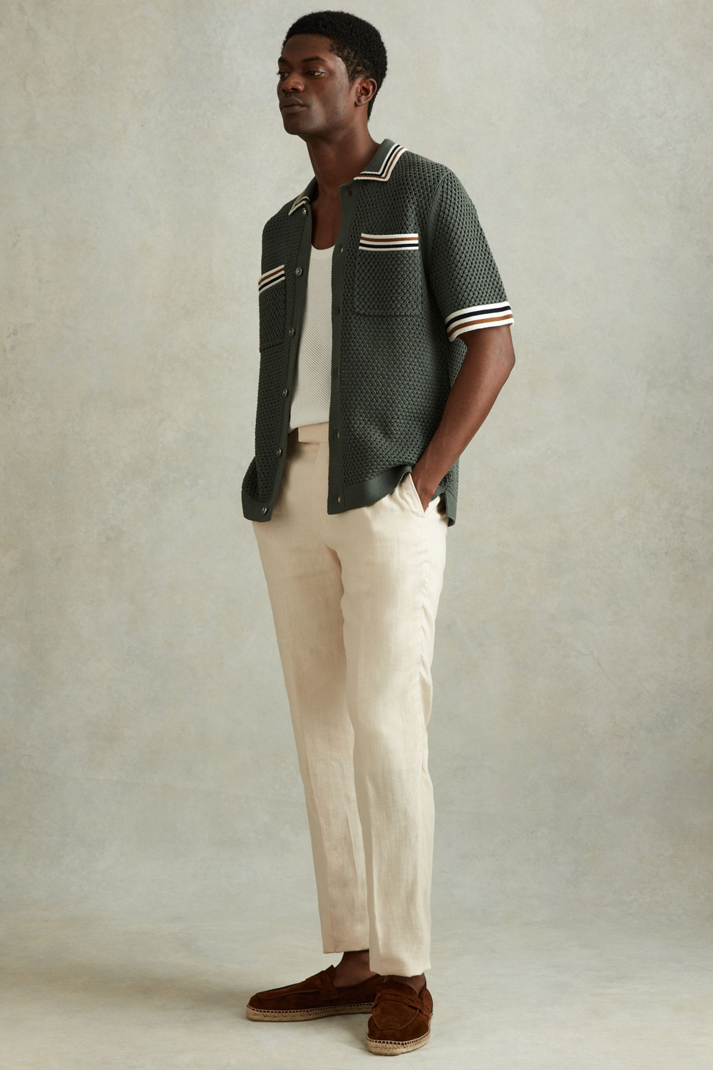 perfectcolourcombos22 Men's olive green and white outfit combination