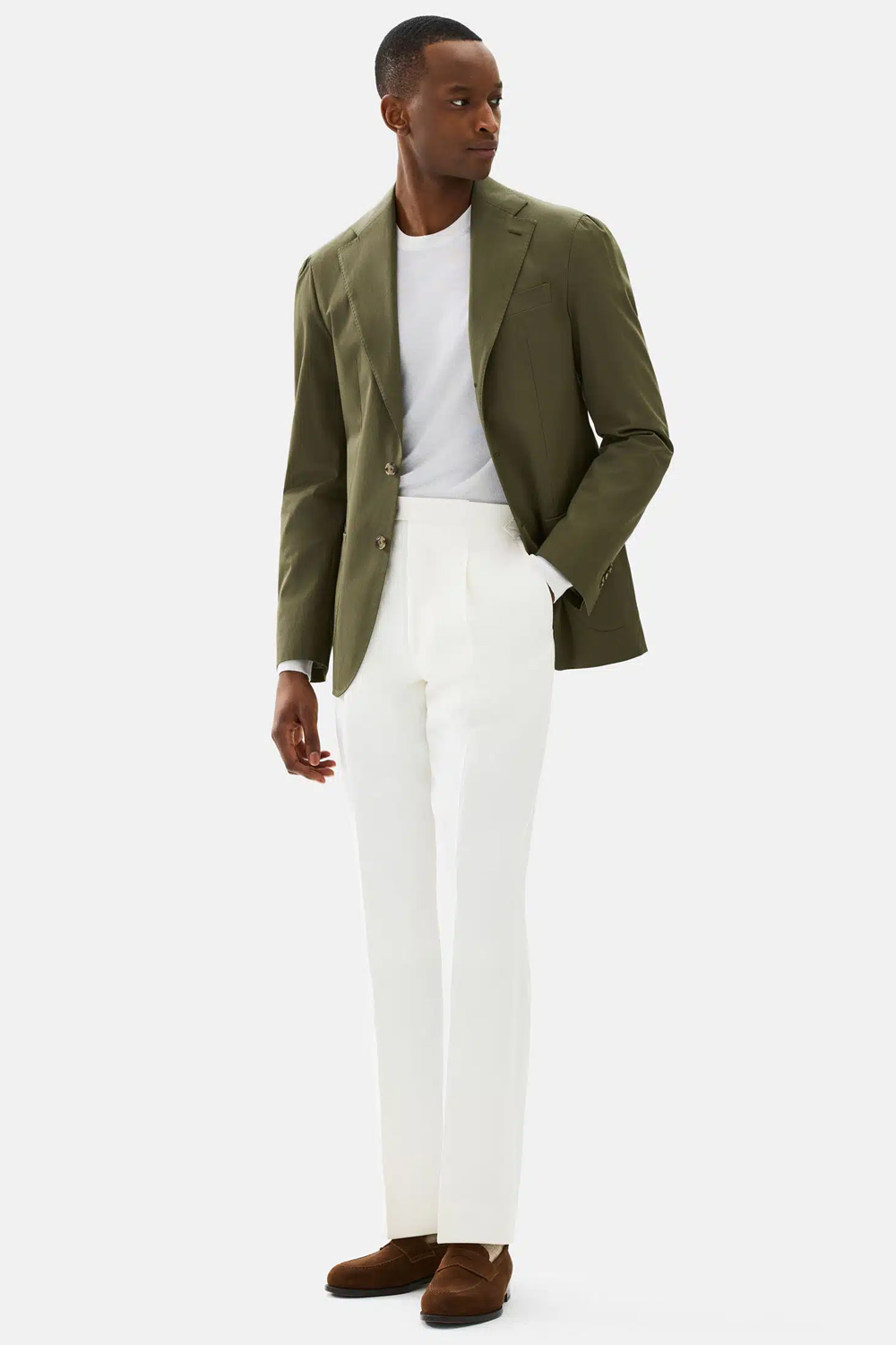 perfectcolourcombos24 Men's olive green and white outfit combination